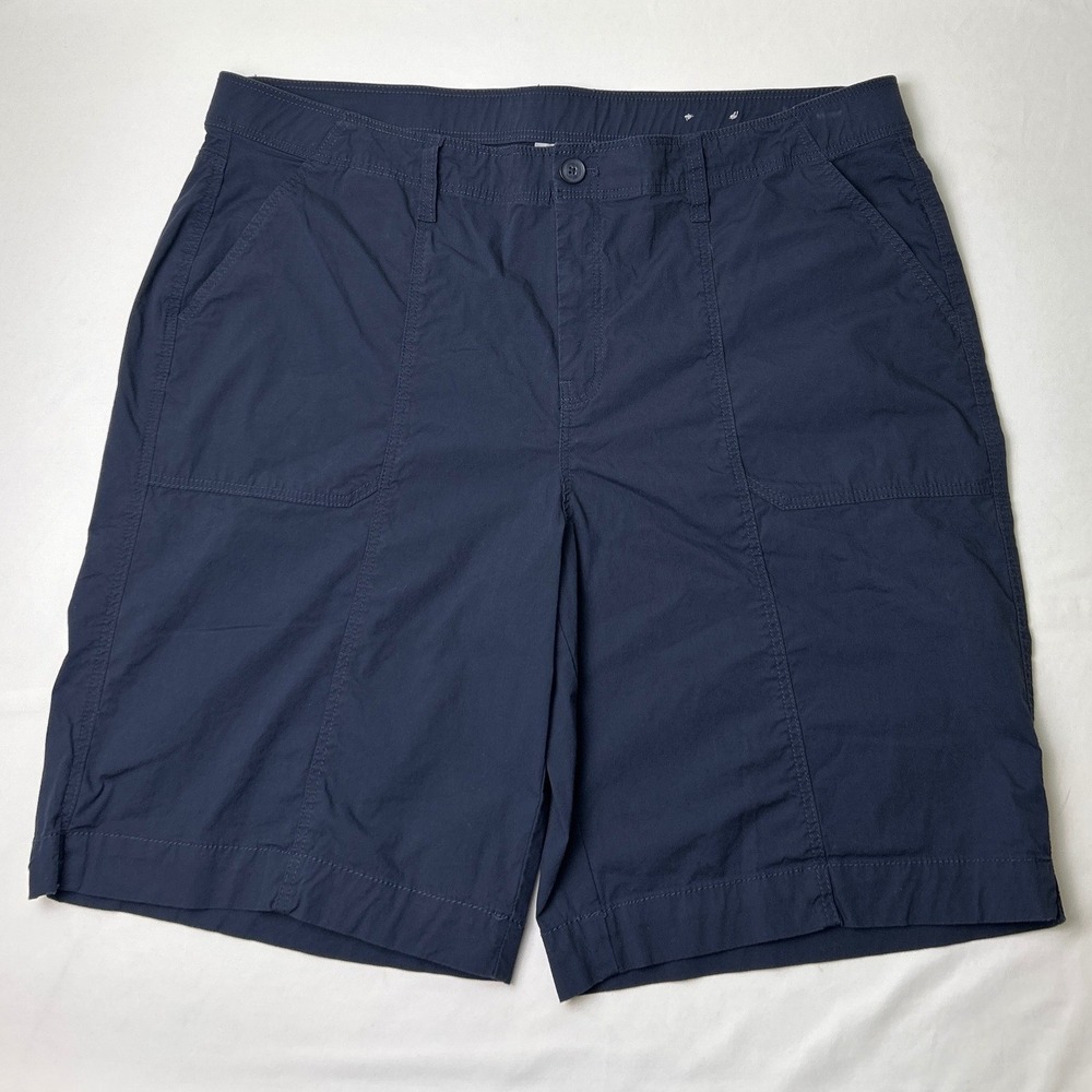 Chico's Womens Stretch Poplin Utility Cargo Shorts Size 3.5/18 Navy Blue Classic